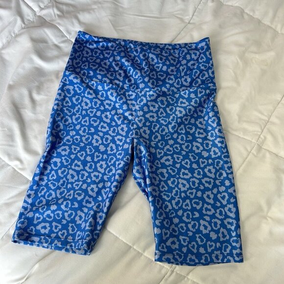 Goldsheep Pants - Womens Medium M Goldsheep Shorts Athletic Bermuda Biker Cheetah Print Blue